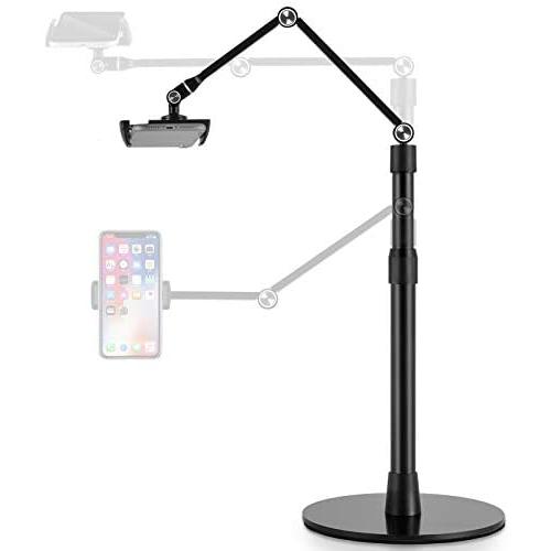 viozon Tablet Phone Overhead Stand, Height & 360 Degree Angle Adjustable, Aluminum Desktop Stand, Compatible with 3.5-10'' Cellphone or Tablet Such as iPhone iPad Pro Air Mini, Samsung, Nexus(AP-4PB)