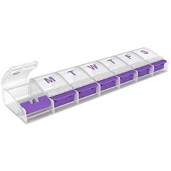 Ezy Dose Push Button (7-Day) Pill, Medicine, Vitamin Organizer Box | Weekly, Daily Planner | Large Compartments | Arthritis Friendly | Clear Lids