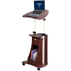 Techni Mobili Sit-to-Stand Mobile Medical Laptop Computer Cart, Chocolate