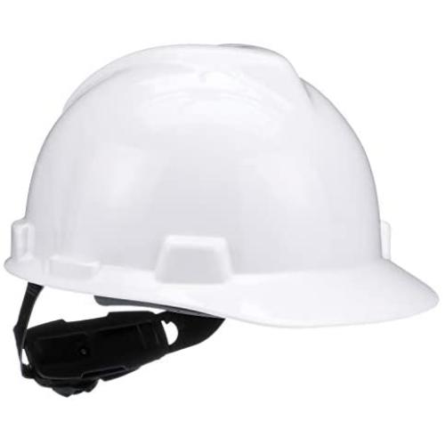 MSA-475358 White V-Gard Polyethylene Cap Style Hard Hat With 4 Point RatchetRatchet Suspension
