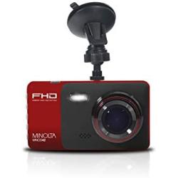 Minolta MNCD42 Full HD 1080P Wide Angle Car Dashboard Camera with G-Sensor, HDR, Loop Recording & 4'' LCD Screen, Red