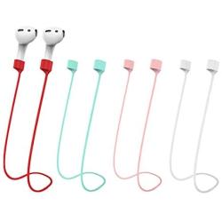 Magnetic Anti-Lost Straps for AirPods,Colorful Soft Silicone Sports Lanyard, Neck Rope Cord (Red/Pink/Green/White)