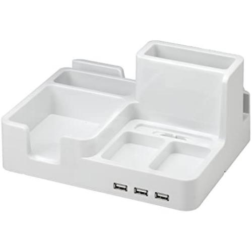 All-in-One Desk Organizer & Docking Station/Stand for iPad/iPhone/Tablets/Smartphones with 3 USB Ports