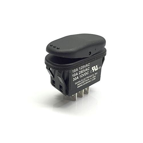 GAMA Electronics Waterproof 30 Amp Double Pole 3 Position Momentary On-Off-Momentary On Rocker Switch DPDT