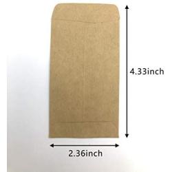 Brown Kraft Paper Envelopes for Storing Small Parts, Coins, Jewelry, Stamps, Small Electronic Parts, Seeds Envelopes 2.36 x 4.33 inches 100PCS