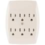 GE 6 Grounded Outlet Adapter Wall Tap, 3 Prong Outlets, Secure Install, UL Listed, Light Almond