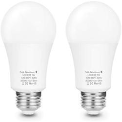 Emeritpro LED Full Spectrum Light Bulb, A19 LED Grow Light Bulb for Indoor Plants, 9W Grow Light, 80W Replacement, 5000K Daylight White, E26 Base, Sunlight for Greenhouse, Garden, Hydroponic, 2 Pack