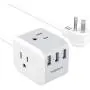 USB Power Strip Flat Plug, TESSAN Desktop Charging Station with 3 USB Ports, 5 Feet Long Extension Cord, Compact Size for Home Office and Travel Use USB Power Strip Flat Plug, TESSAN Desktop Charging Station with 3 USB Ports, 5 Feet Long Extension Cord, Compact Size for Home Office and Travel Use