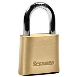 Sesamee K436 4 Dial Bottom Resettable Combination Brass Padlock with 1-Inch Hardened Steel Shackle and 10,000 Potential Combinations - 6 Pack