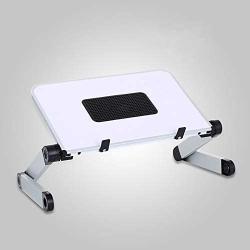 Laptop Stand with Fan, Laptop Table Stand, Ergonomic Laptop Riser Notebook Reading Holder for Desk, Foldable Laptop Desk Stand Lap Bed Tray Table Standing Desk (White with Fan, Large)