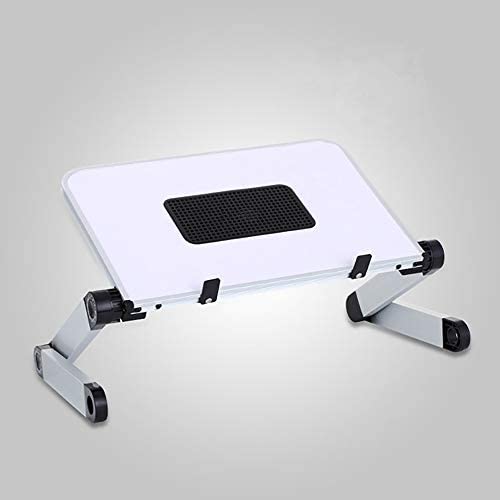 Laptop Stand with Fan, Laptop Table Stand, Ergonomic Laptop Riser Notebook Reading Holder for Desk, Foldable Laptop Desk Stand Lap Bed Tray Table Standing Desk (White with Fan, Large)