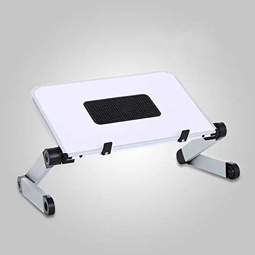 Laptop Stand with Fan, Laptop Table Stand, Ergonomic Laptop Riser Notebook Reading Holder for Desk, Foldable Laptop Desk Stand Lap Bed Tray Table Standing Desk (White with Fan, Large)