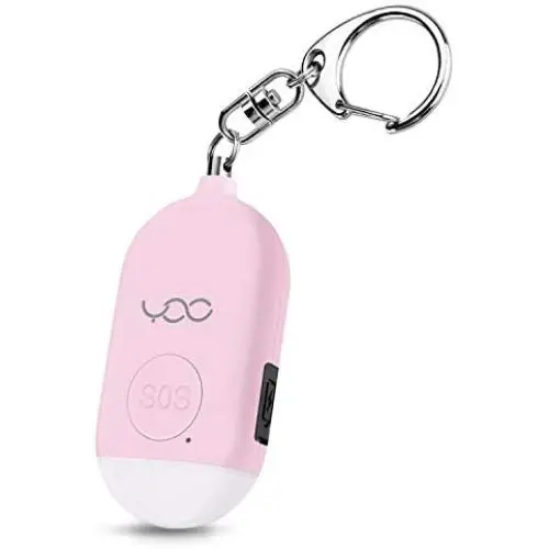 YDO Safe Personal Alarm, 130db Personal Safety Alarm Siren Song for Women Keychain with USB Rechargeable, LED Flashlight, Emergency Self Defense Safe Sound for Kids & Elderly (Pink)