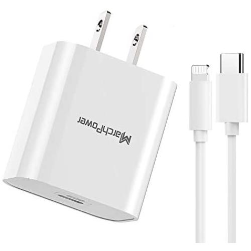 iPhone Fast Charger - MFi Certified - 20W USB-C Power Adapter Wall Plug 6ft Type-C to Lightning Cable Quick Charge Sync Cord Compatible with iPhone 12 SE 11 Pro MAX X XS XR 8 AirPods Pro iPad (2020)