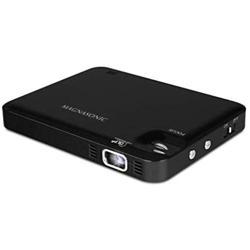 Magnasonic LED Pocket Pico Video Projector, HDMI, Rechargeable Battery, Built-in Speaker, DLP, 60 inch Hi-Resolution Display for Streaming Movies, Presentations, Smartphones, Tablets, Laptops (PP60)