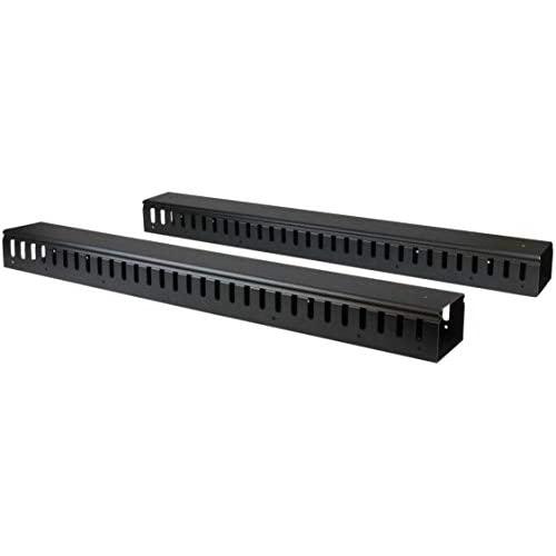 StarTech.com Vertical Cable Organizer with Finger Ducts - Vertical Cable Management Panel - Rack-Mount Cable Raceway - 0U - 6 ft. (CMVER40UF), Black