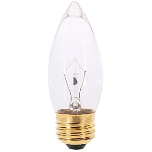 Satco Incandescent Decorative Lamp B11, 40 Watt, 130 Volt, Medium Base, Clear, 2,500 Average Rated Hours, 25 Per Box