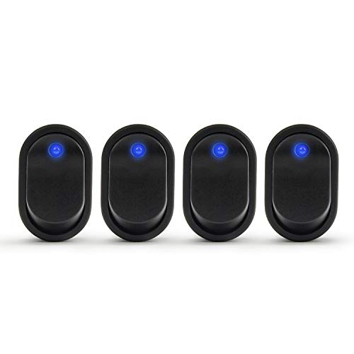 APIELE Rocker Toggle Switch Boat Waterproof DC 12V 30A ON-Off with Dot Light SPST 3 Pins 2 Position 4Pcs ASW-20D (Blue)