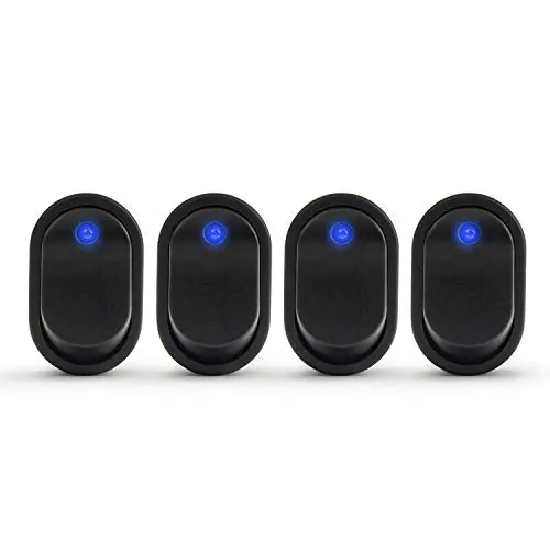 APIELE Rocker Toggle Switch Boat Waterproof DC 12V 30A ON-Off with Dot Light SPST 3 Pins 2 Position 4Pcs ASW-20D (Blue)