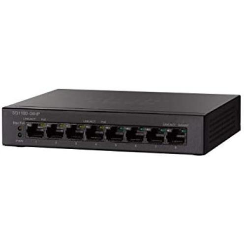 Cisco SG110D-08HP Desktop Switch with 8 Gigabit Ethernet (GbE) Ports plus 32W PoE, Limited Lifetime Protection (SG110D-08HP-NA)