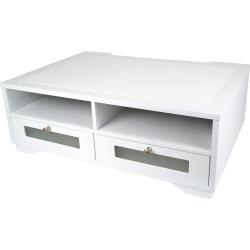 Victor Midnight Black Collection W1130 Wood Printer Stand with Two Drawers and Two Storage Slots, No Assembly Required, Pure White