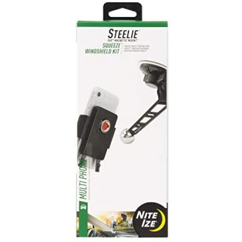Nite Ize Steelie Squeeze Windshield Kit, Universal Windshield Magnetic Car Mount Holder, Compatible with MagSafe iPhone 12 Pro Max/Mini/Galaxy/Edge/Google Pixel and More
