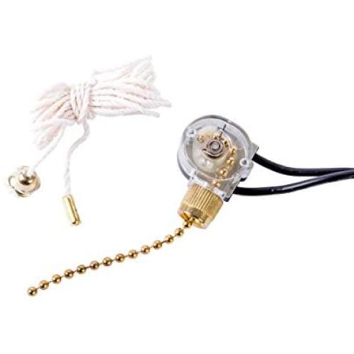 Gardner Bender GSW-32 Electrical Pull Chain Switch, SPST, ON-OFF, 6 A/125V AC, 6 inch Wire Terminal