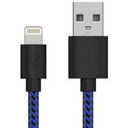 TalkWorks iPhone Charger Lightning Cable 6 ft Long Braided Heavy Duty Cord MFI Certified for Apple iPhone 12, 12 Pro/Max, 12 Mini, 11, 11 Pro/Max, XR, XS/Max, X, 8, 7, 6, 5, SE, iPad - Black/Blue