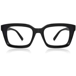 JiSoo Reading Glasses Blue Light Blocking, Oversized Designer Blue Light Readers 1.25, Large Trendy Computer Reading Glasses 1.25 Women, Black