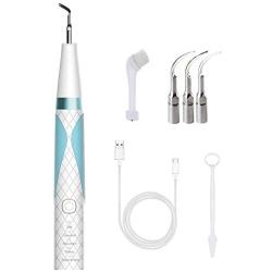 MSQL Portable Ultrasound Dental Scaler, USB Charging Tooth Calculus Remover, 5 Levels Intelligent Adjustment, with LED Light, for Calculus, Stains, Tartar,Blue
