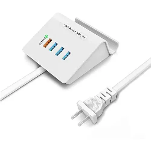 USB Quick Charger Multiple USB Desktop Charging Station 4-Port QC 3.0 Fast Charger for iPhone 11 Pro XS XR X 8 7 Plus SE,iPad Air Mini Pro,Samsung S10 S9 S8,Note 20 10 9,LG,HTC,Nexus,Pixel and More