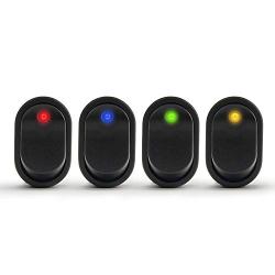 APIELE Rocker Toggle Switch Boat Waterproof DC 12V 30A ON-Off with Dot Light SPST 3 Pins 2 Position 4Pcs ASW-20D (Four Color)