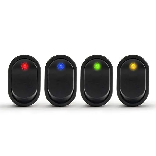 APIELE Rocker Toggle Switch Boat Waterproof DC 12V 30A ON-Off with Dot Light SPST 3 Pins 2 Position 4Pcs ASW-20D (Four Color)