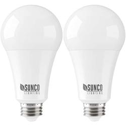 Sunco Lighting 2 Pack A21 LED Bulb 22W=150W, 3000K Warm White, 2550 LM, E26 Base, Dimmable, Indoor Light for Lamp - UL & Energy Star