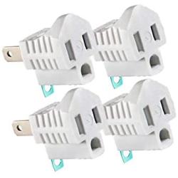 Maximm Polarized Grounding Adapter, 4 Pack, White, 2 Prong Grounding Converter For wall Outlets Plugs, Turn 2-Prong Outlets to 3-Prong Outlets, Easy to Install, Indoor Only, ETL Listed