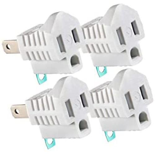 Maximm Polarized Grounding Adapter, 4 Pack, White, 2 Prong Grounding Converter For wall Outlets Plugs, Turn 2-Prong Outlets to 3-Prong Outlets, Easy to Install, Indoor Only, ETL Listed