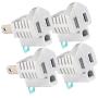 Maximm Polarized Grounding Adapter, 4 Pack, White, 2 Prong Grounding Converter For wall Outlets Plugs, Turn 2-Prong Outlets to 3-Prong Outlets, Easy to Install, Indoor Only, ETL Listed
