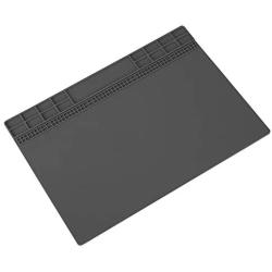Magnetic Silicone Solder Pad 35x25cm 500℃ Heat-Resistant Multi-Purpose Anti-Static Mat for DIY Watch Phone Electronics Repair Maintenance Platform with Screw Notches(Grey)