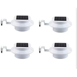 4 Pack Deal - FALOVE Outdoor Solar Gutter LED Lights - White Sun Power Smart Solar Gutter Night Utility Security Light