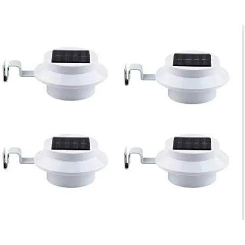 4 Pack Deal - FALOVE Outdoor Solar Gutter LED Lights - White Sun Power Smart Solar Gutter Night Utility Security Light
