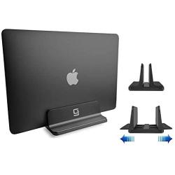 Adjustable Laptop Stand Dock | Compatible with All Laptops | Vertical Modern Aluminum Custom Fit Desktop Space-Saving (Black)
