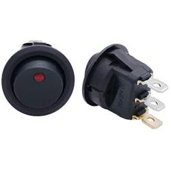 Twidec/8Pcs Round Dot Lighted Rocker Switch Toggle 20A 12V DC On/Off SPST Switch Control For Car Or Boat With Red LED Light KCD2-102N-R