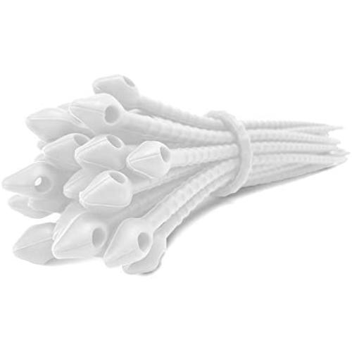 Reusable Silicone Cable Twist Ties Organizer Perfect for Cord Management, Electronics Wire Strips, Kitchen, Garden Rubber Wraps and Gear Zip Tie Straps (7 inches, Non-Velcro) 30-Pack - White