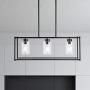 Kitchen Island Lighting Fixture Hanging Farmhouse Black 3 Light Modern Pendant Lighting Contemporary Chandeliers with Glass Shade for Living Dining Room Bedroom Kitchen Island