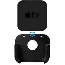 TV Mount Compatible with Apple TV 4th and 4K 5th Generation, Auswaur Wall Mount Bracket Holder Compatible with Apple TV 4th and 4K 5th Gen with Black Silicone Siri Remote Protective Case Cover