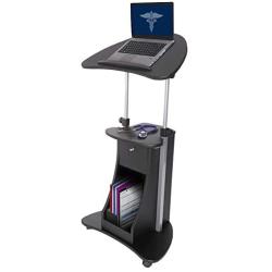 Techni Mobili Sit-to-Stand Mobile Medical Laptop Computer Cart, Black