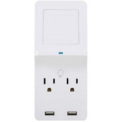 GE Surge Protector Tap with Wireless Charging, 2 Outlets, 2 USB, Qi Pad, 2 Pack, Charging Shelf, 560 Joules, White, 50374