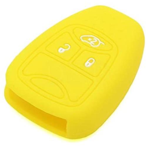 SEGADEN Silicone Cover Protector Case Holder Skin Jacket Compatible with CHRYSLER DODGE JEEP Remote Key Fob CV4751 Yellow