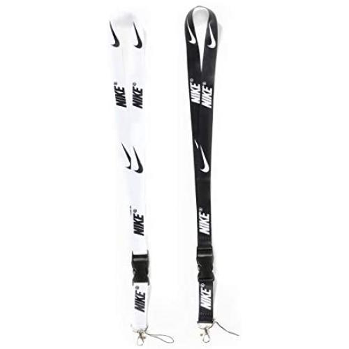 Sport Lanyard Neck Lanyard Strap for Key Chains/ID Holder/Phones/Bags/Accessories with Quick Release Buckle—2 Packs (Black & White)