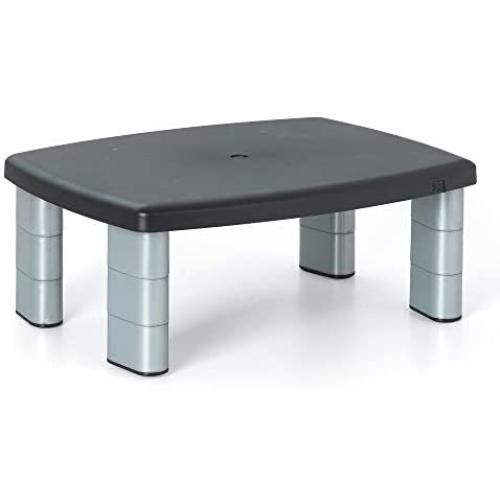 3M Adjustable Monitor Stand Riser, Three Leg Segments Simply Adjust Height, Sturdy Platform Holds Up to 80 lbs for Monitors, Laptops, and Printers, Space for Storage Underneath, Silver/Black (MS80B)